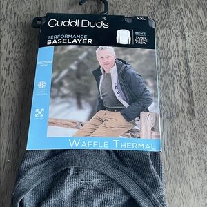 Men’s Cuddl Duds Performance Baselayer Waffle Thermal L/S Crew - Grey